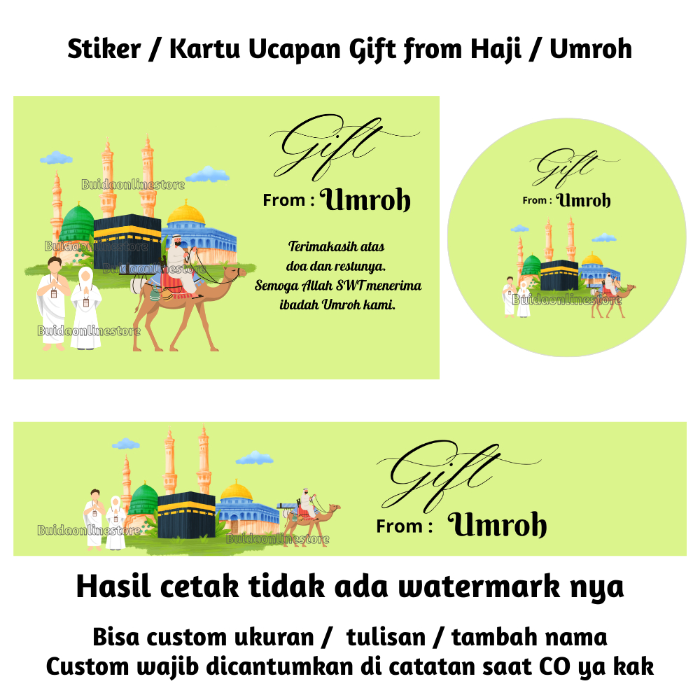 Jual stiker / kartu Ucapan Gift From Umroh Series Sticker label kemasan ...