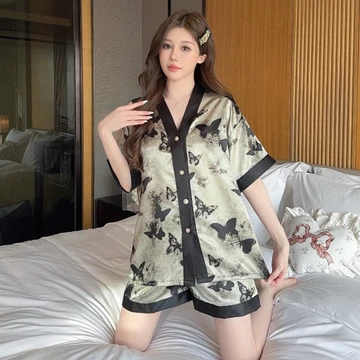 SS6 Pendek Setelan Baju Tidur Piyama Wanita Dewasa Satin Premium Lengan Pendek Celana Pendek