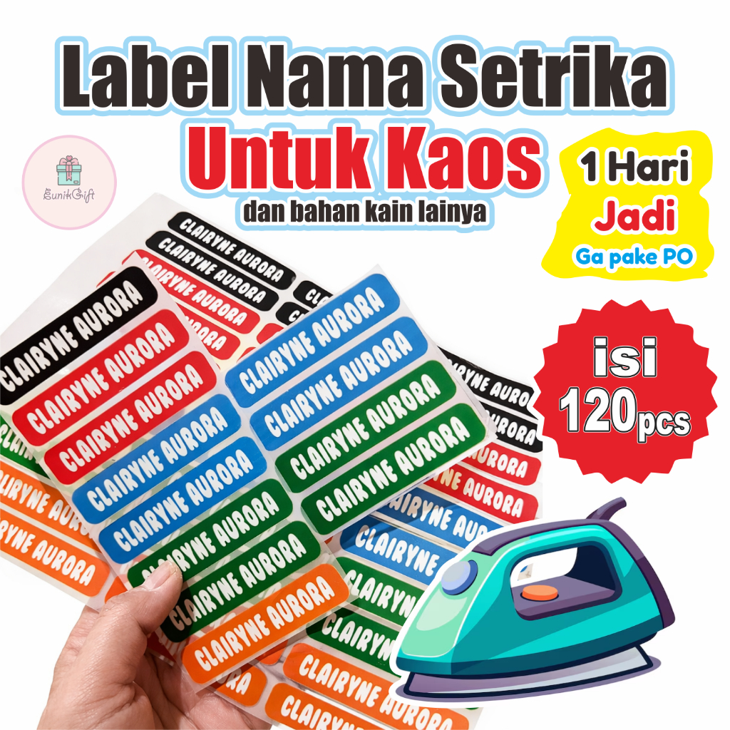 Jual BJM068 Sticker DTF Label Baju Anak – Sablon Setrika Nama (Isi 30 ...