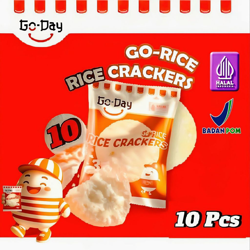 Jual GO-DAY || Rice Cracker Biskuit Beras Premium Gurih Isi 10 Pcs ...