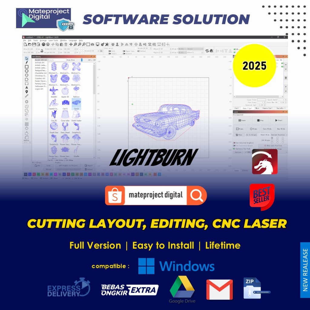 Jual LightBurn 2026 Full Pro Software untuk Cutting layout, editing ...