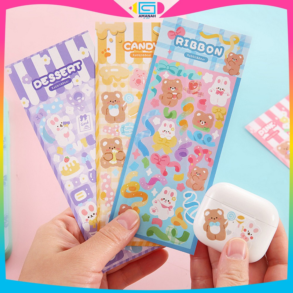 Jual Stiker Motif Anti Air Cute Hologram Decoration / Stiker Beruang ...