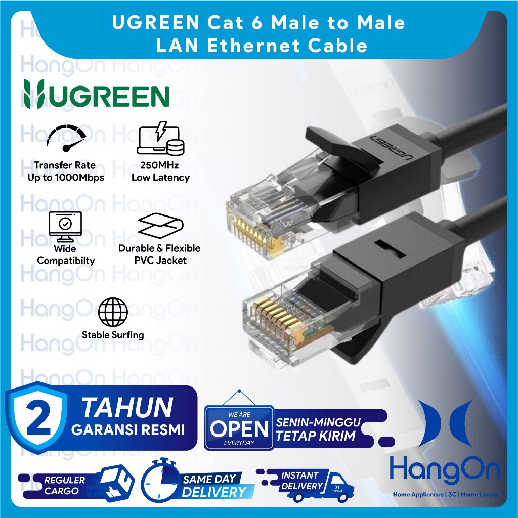 Jual UGREEN 20159 / 20160 / 20162 / 20164 Kabel LAN RJ45 Cat.6 Gigabit ...