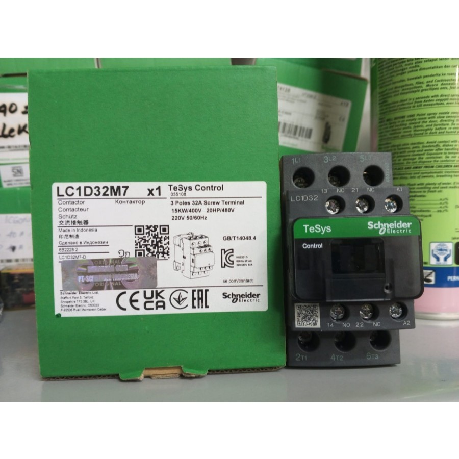 Jual Kontakor Contactor LC1D32 M7 220V 3 Phase 15KW 20HP AC1 32A AC3 ...