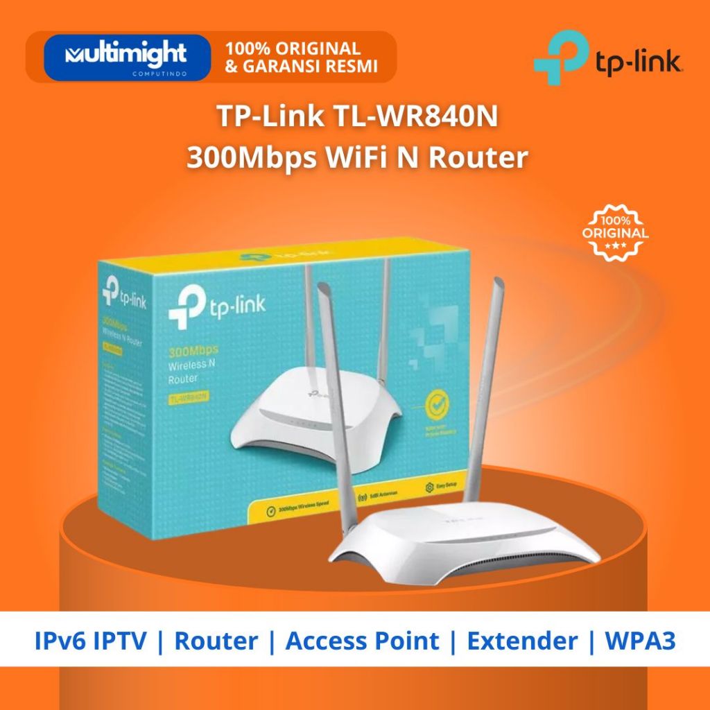 Jual Wireless Router TP-Link TL-WR840N 300Mbps 2 Antena Baru Original ...