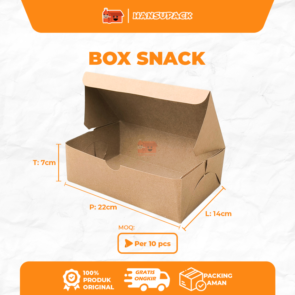 Jual Box Snack Rakit Selip Polos Coklat Kraft Ukuran 22 x 14 x 7 cm Box ...