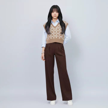 AMARAVE Celana Bahan Wanita Kerja Loose Pants Trouser Petite Highwaist Anti Kusut Celana Kulot