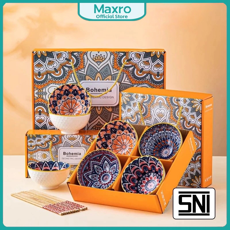 Maxro - Hampers Mangkok Set - Hampers Piring Keramik Set - Parcel Keramik Set - Set Mangkuk Keramik Isi 2 Dengan Box Aesthetic