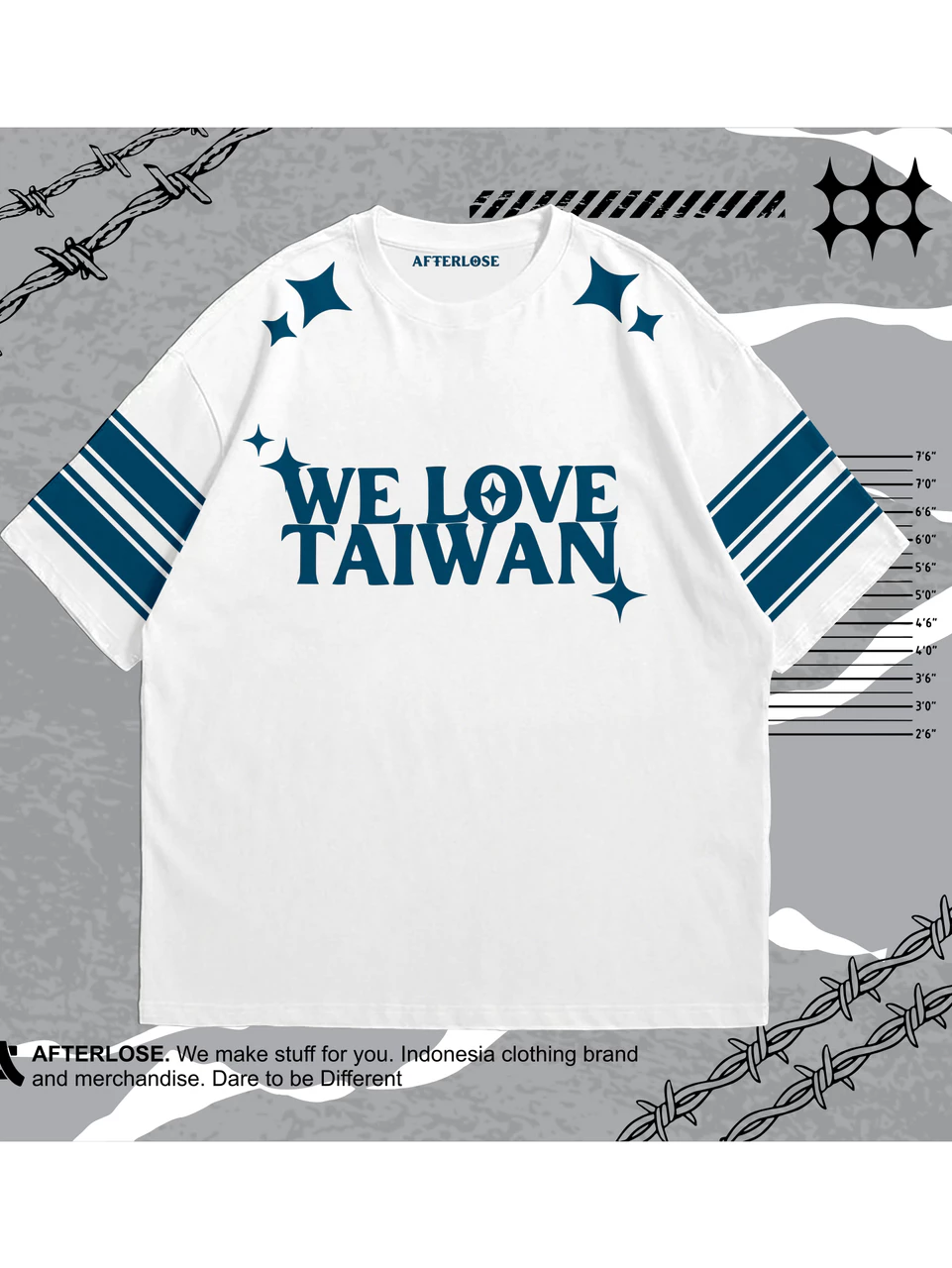KAOS OVERSIZE WE LOVE TAIWAN FORMOSA 69 AFTERLOSE.ID