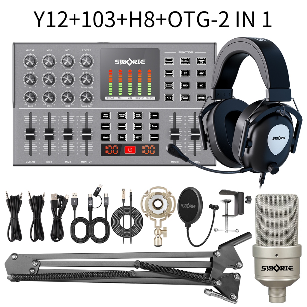 Jual Siborie Paket Lengkap Y12 Sound Card+103 Mic+H5/H8 Headphoone+OTG ...