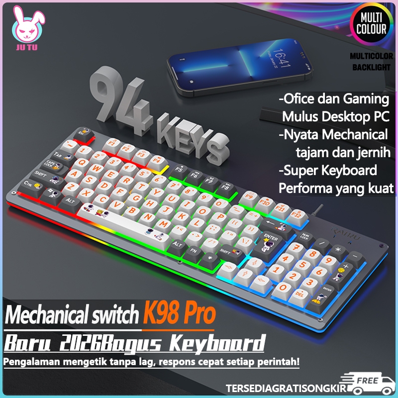 Jual JUTU Wireless Gaming Keyboard Bluetooth Mechanical Keyboard Hot ...