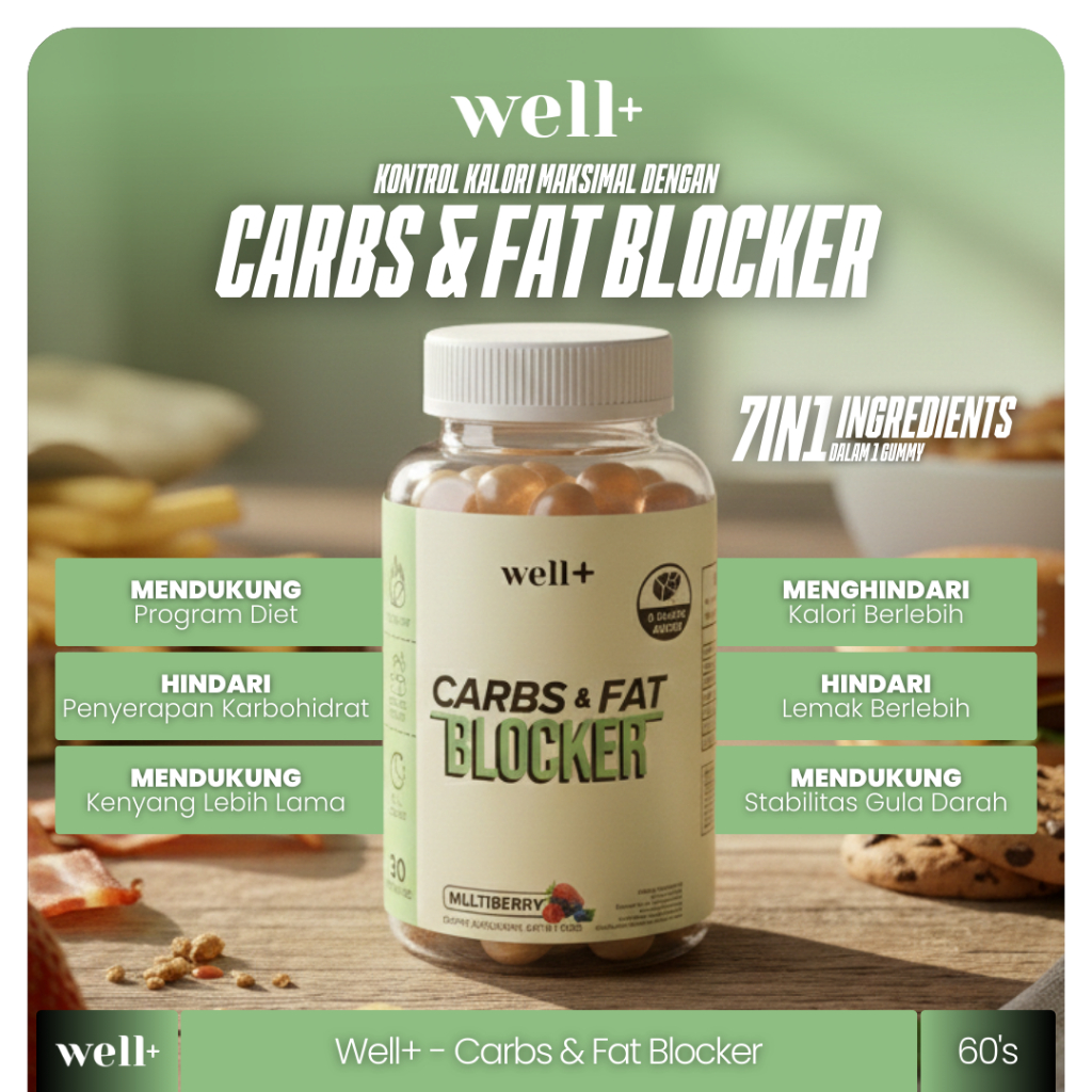 Jual Well+ Carbs & Fat Blocker Gummy Multiberry 30 Servings | Non ...