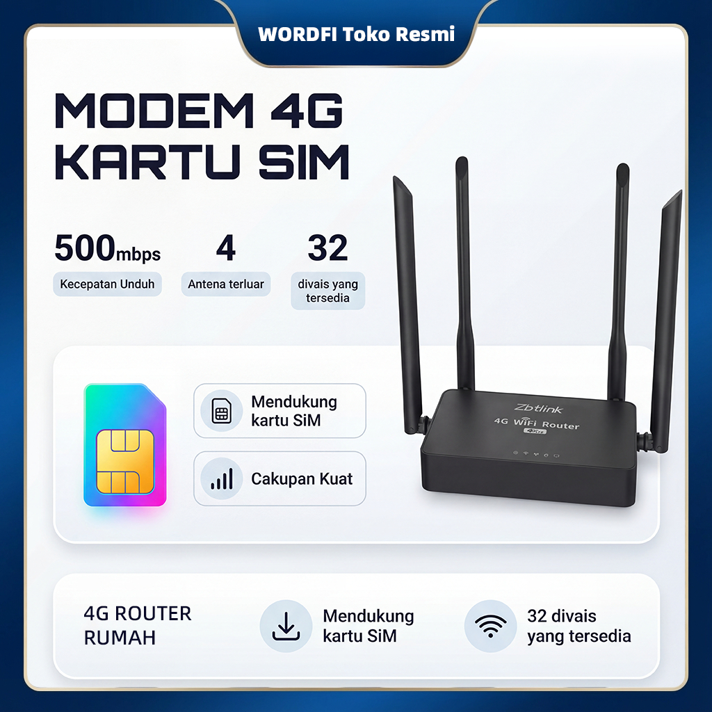 Jual Toko Resmi WORDFI Router 4G 500Mbps WiFi Mendukung hingga 32 ...