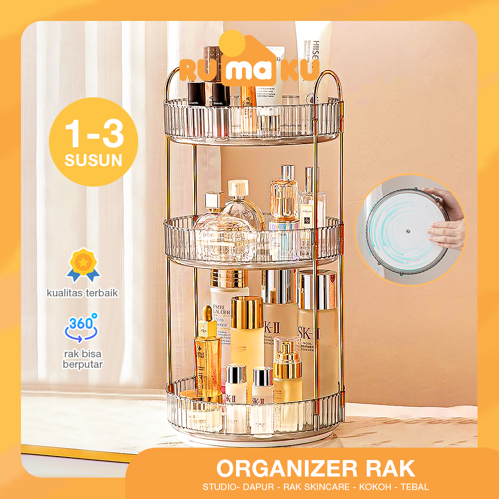 Jual Rumaku Rak Makeup Putar 360 Derajat Rak Kosmetik Organizer ...