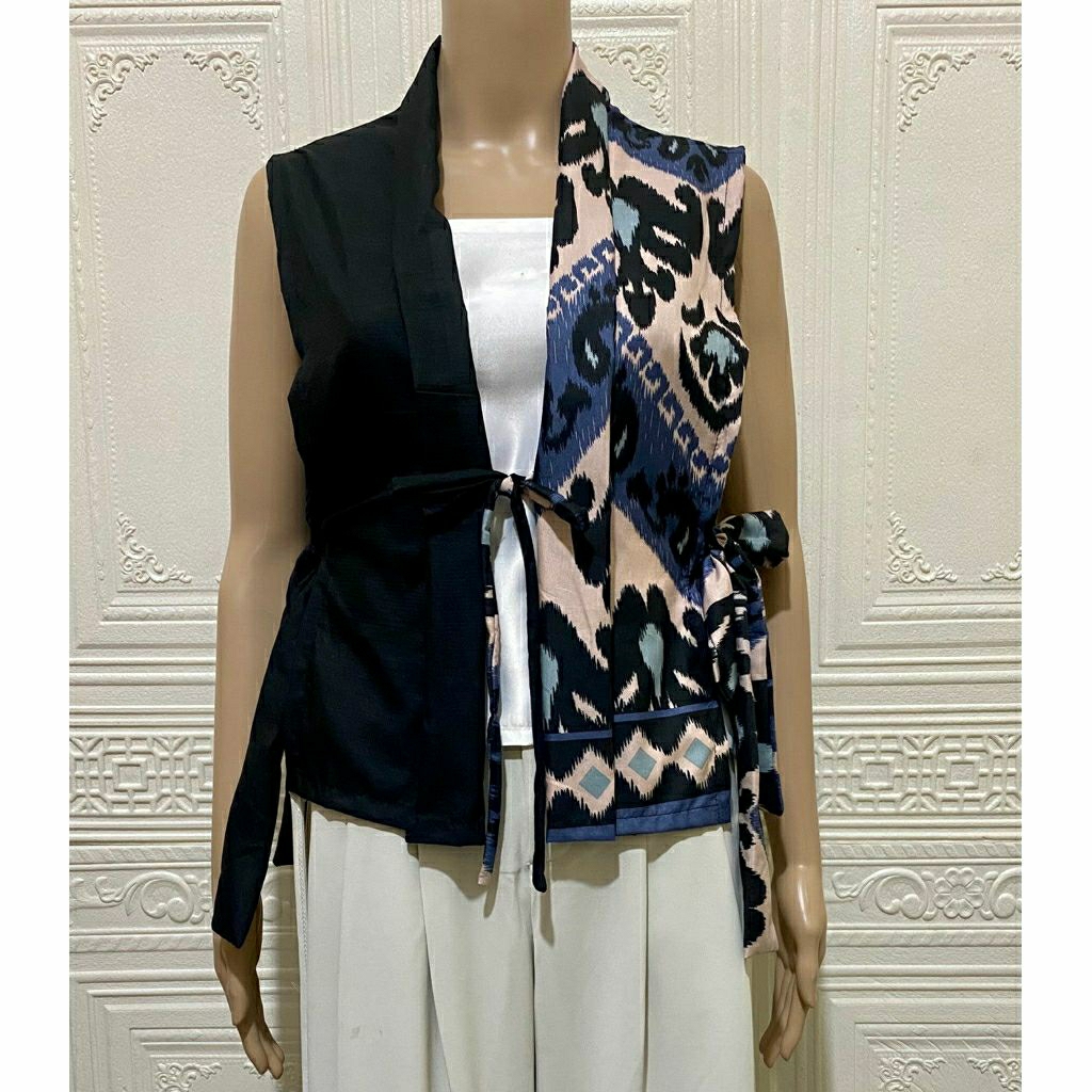 Jual vest batik rompi bati mix 2 warna vest rompi batik kantor formal ...