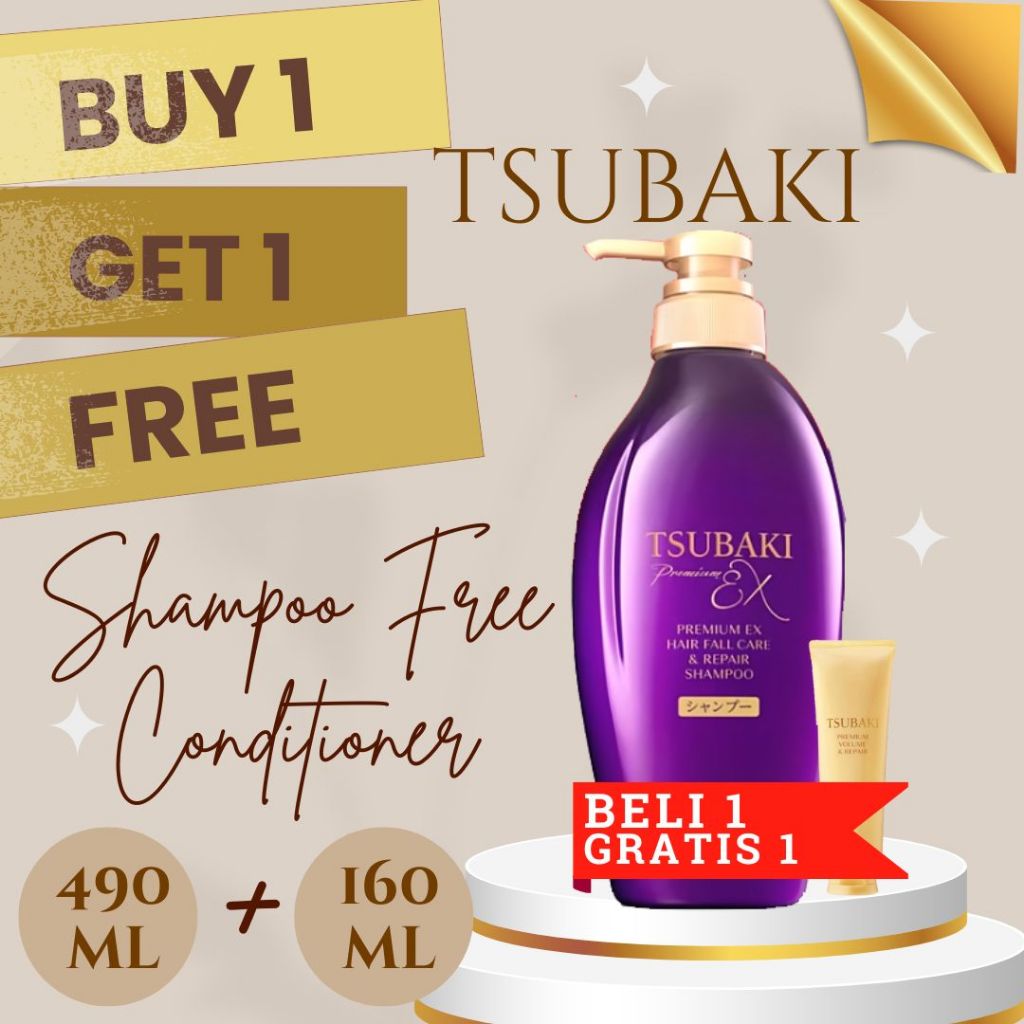 [BELI 1 GRATIS 1] TSUBAKI Premium Moist Set - Shampoo 450ml, Conditioner 160ml |Premium Volume & Repair Set -