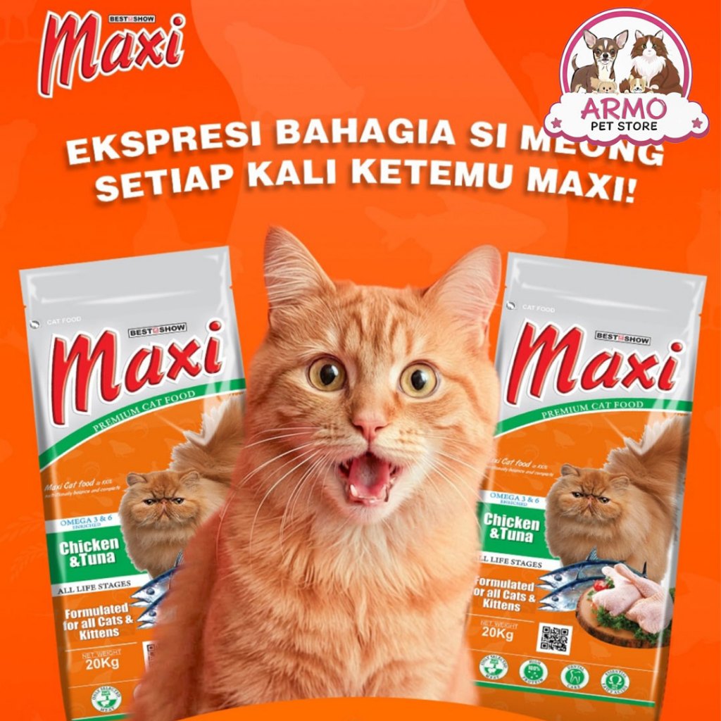 Jual MAXI CAT Premium Cat Dry Food 7KG / 20KG Rasa Chicken & Tuna ...