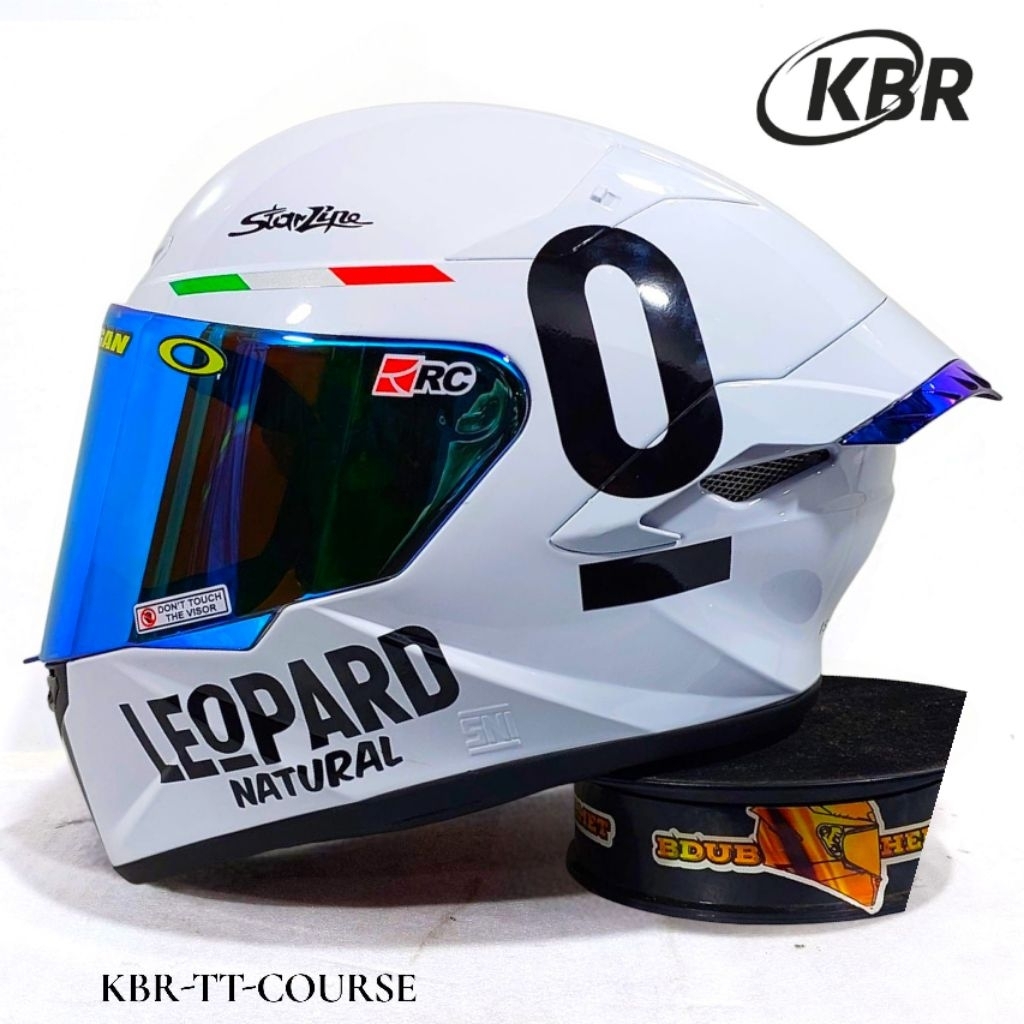 Jual Helm full face TT Course Ttc kbr White Leopard paket ganteng ...