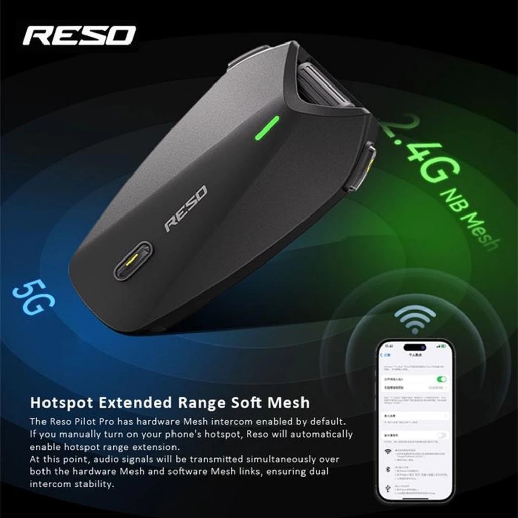 Jual Intercom Reso Pilot Pro Bluetooth Intercom Helm Helmet Mesh ...