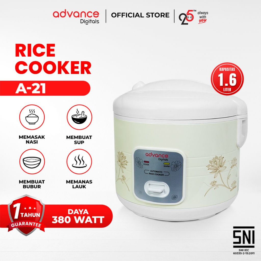 Jual Advance A21 Rice Cooker Low Watt 2IN1 Kapasitas 1.6 Liter Daya 380 ...