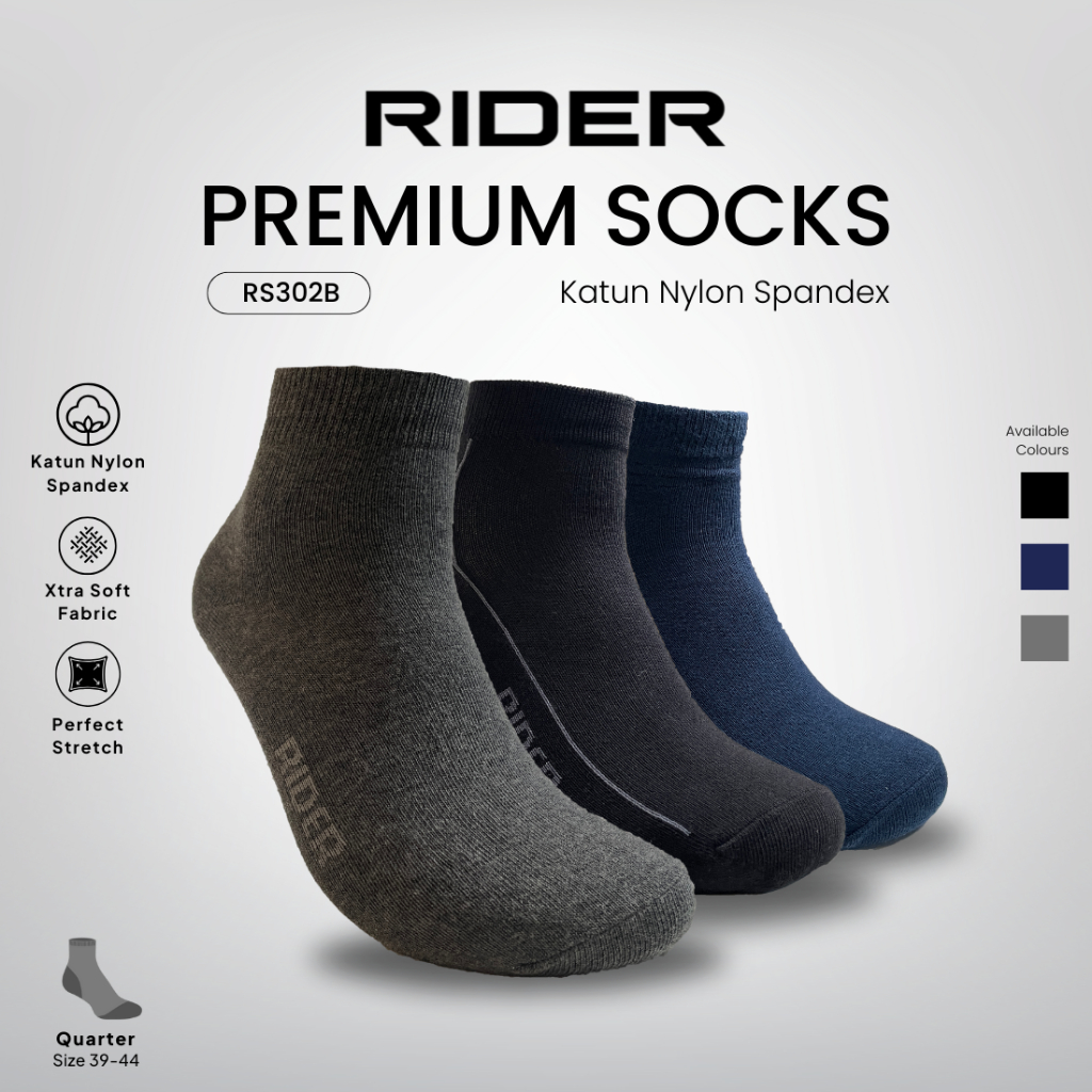 Jual Rider Premium Socks - Kaos Kaki Unisex Model Quarter RS302B isi 1 ...