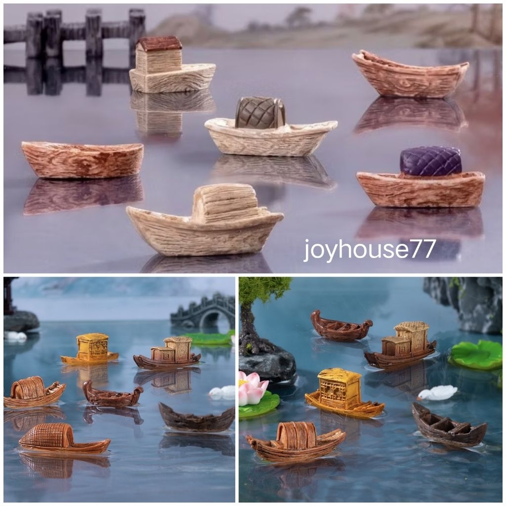 Jual 1pc Miniatur Perahu KECIL Kapal Sampan Tradisional China Resin ...