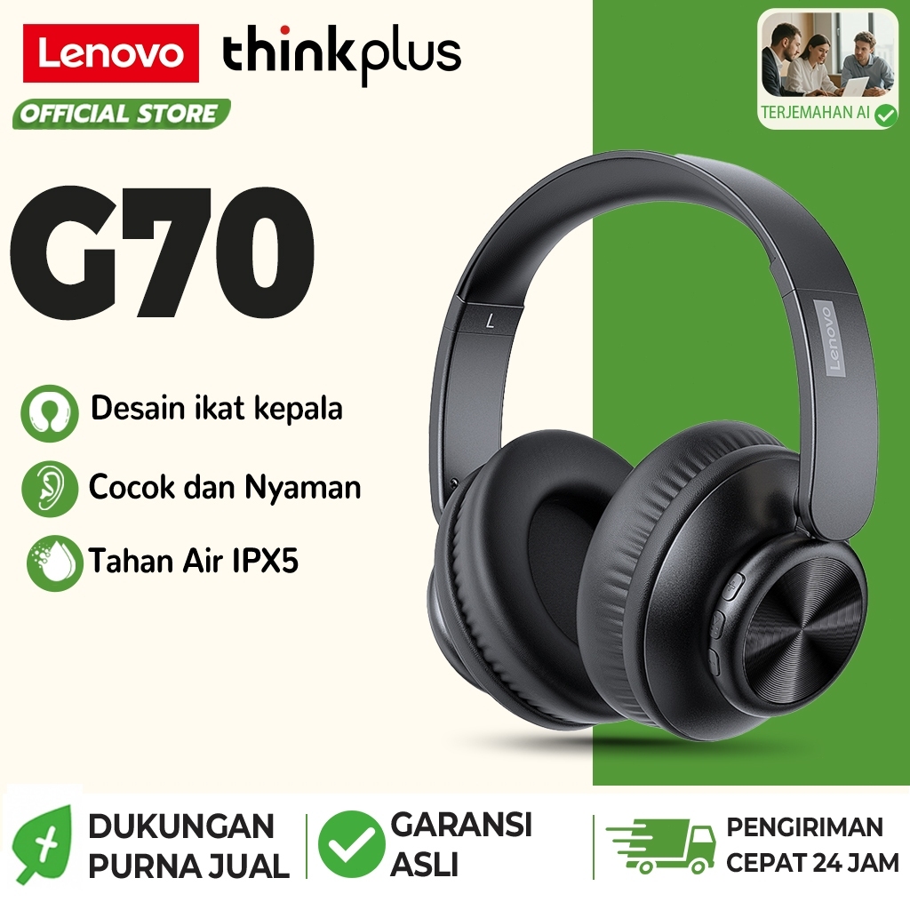 Jual Lenovo Thinkplus G70 Over-Ear Bluetooth Headset Active Noise ...