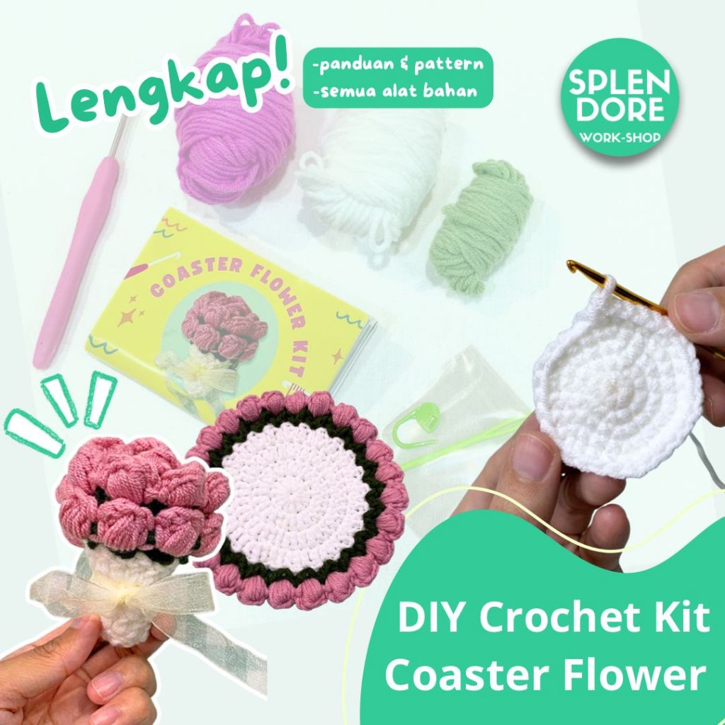 Jual Flower Coaster Kit by Splendore Workshop | Kit Crochet Tatakan ...