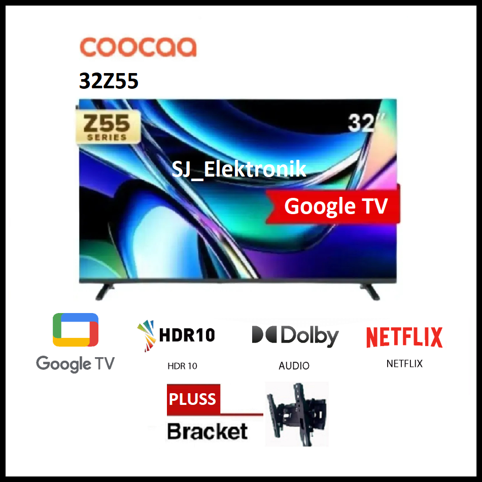 Jual Braket + CooCaa 32Z55 HD Google TV Digital TV | LED TV 32 Inch Z55 ...
