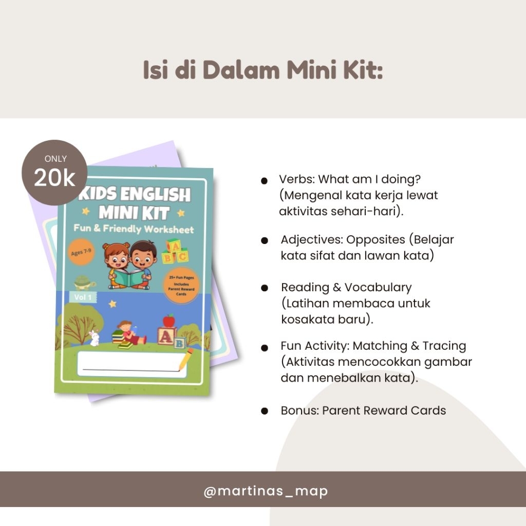 Jual [PDF] Lembar Belajar Bahasa Inggris (Printable Worksheet) - Kids ...