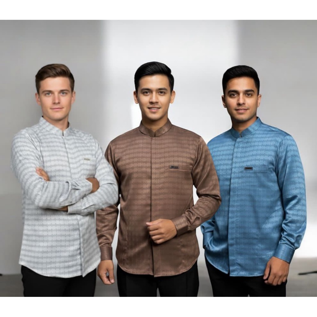 Bin Majid Kemko Kemeja Koko Dobby Premium Pria Dewasa Elegant Bahan Lembut
