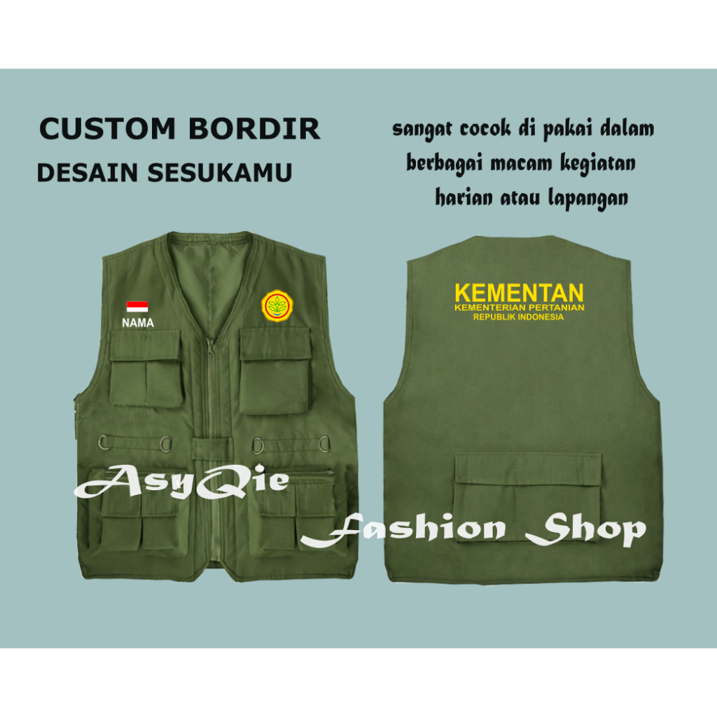Jual Rompi Cargo Lapangan Custom Bordir rompi KEMENTAN kementerian ...