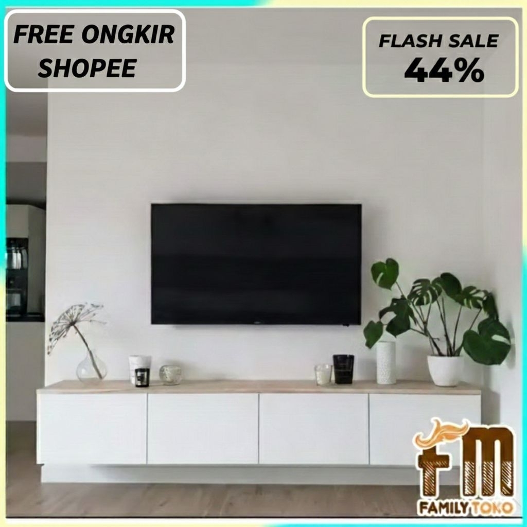 Jual Meja Backdrop TV Dinding Minimalis Gantung Melayang Modern dengan ...