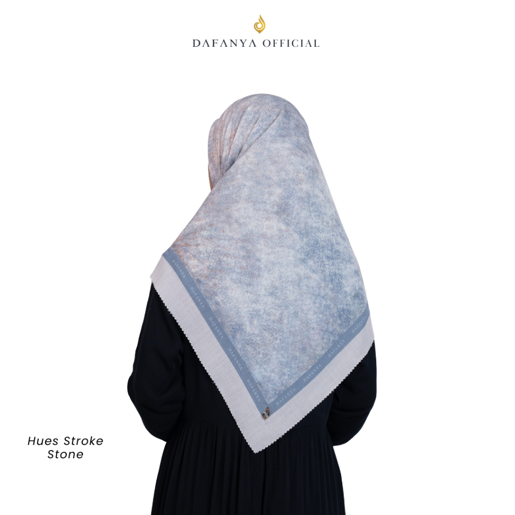 DAFANYA Syari 130x130 Hues Stroke Jilbab Motif Abstrak Kerudung Segi Empat Hijab Scarf Bahan Voal Laser Cut