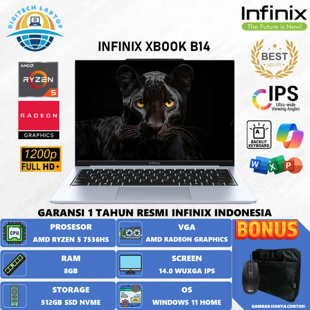 Jual Laptop Murah Infinix XBOOK B14 AMD Ryzen 5 7535HS 8GB 512GB SSD ...