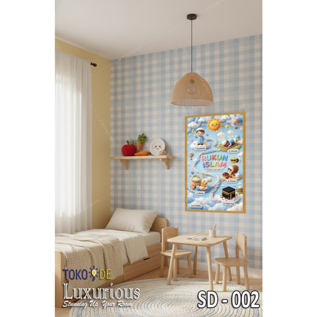 Jual 3D Custom Sticker Wallpaper Motif Anak Islami Rukun Islam Adab ...