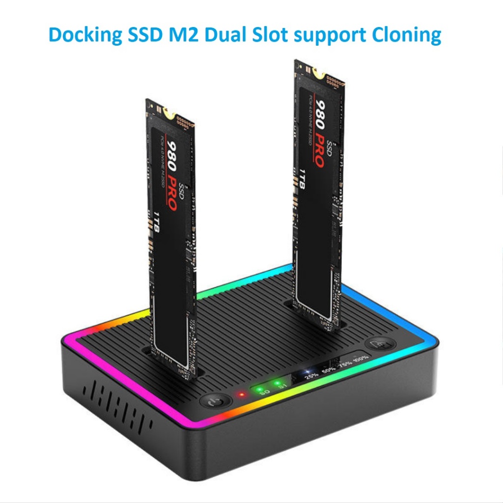 Jual Docking Harddisk SSD M2 NVME SATA USB Dual Port Support Cloning ...