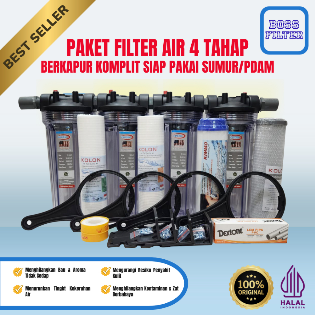Jual Paket Filter Air 4 Tahap 10 Inch SIAP PAKAI - (SEDIMEN SEDIMEN GAC ...