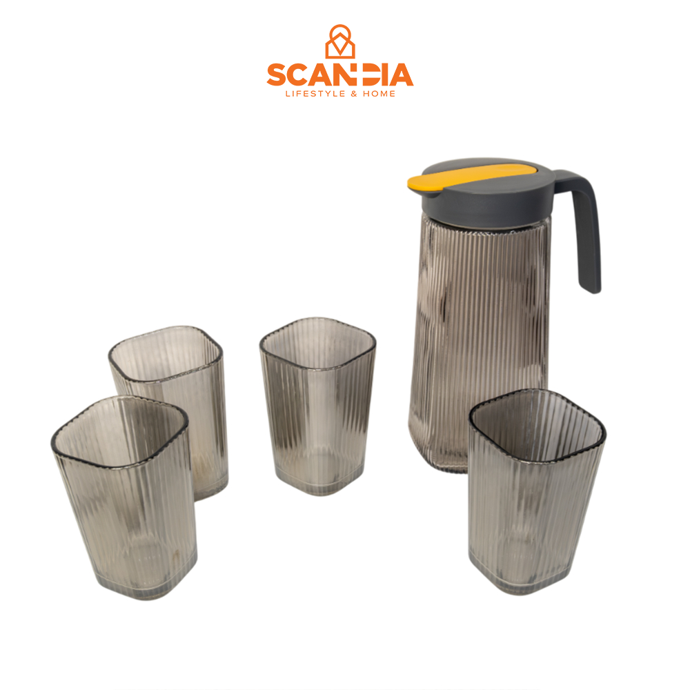 Jual SCANDIA Shea Pitcher 1.1L Set With 4 Glass 23x14.7x22Cm Grey ...
