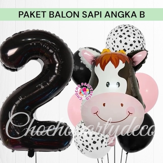 Jual Paket Balon SAPI ANGKA B / Dekorasi Ulang Tahun SAPI PERTANIAN ...