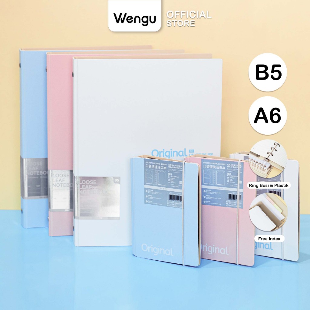 Jual [BARU] Wengu Binder A6 B5 Polos Pastel Ring Besi Plastik Aesthetic ...