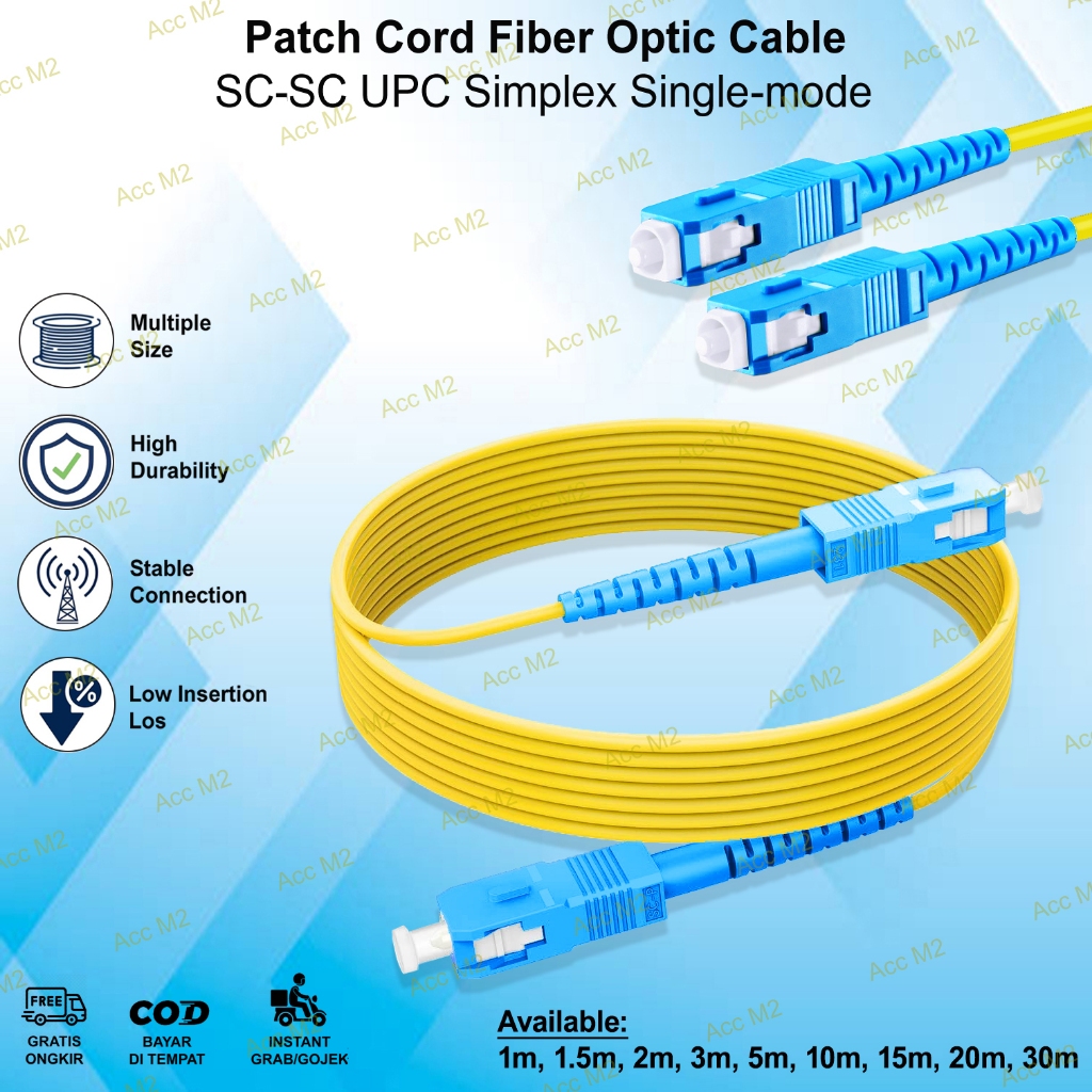 Jual Kabel Patch cord FO Fiber Optic SC-SC UPC Simplex Single mode 1.5m ...