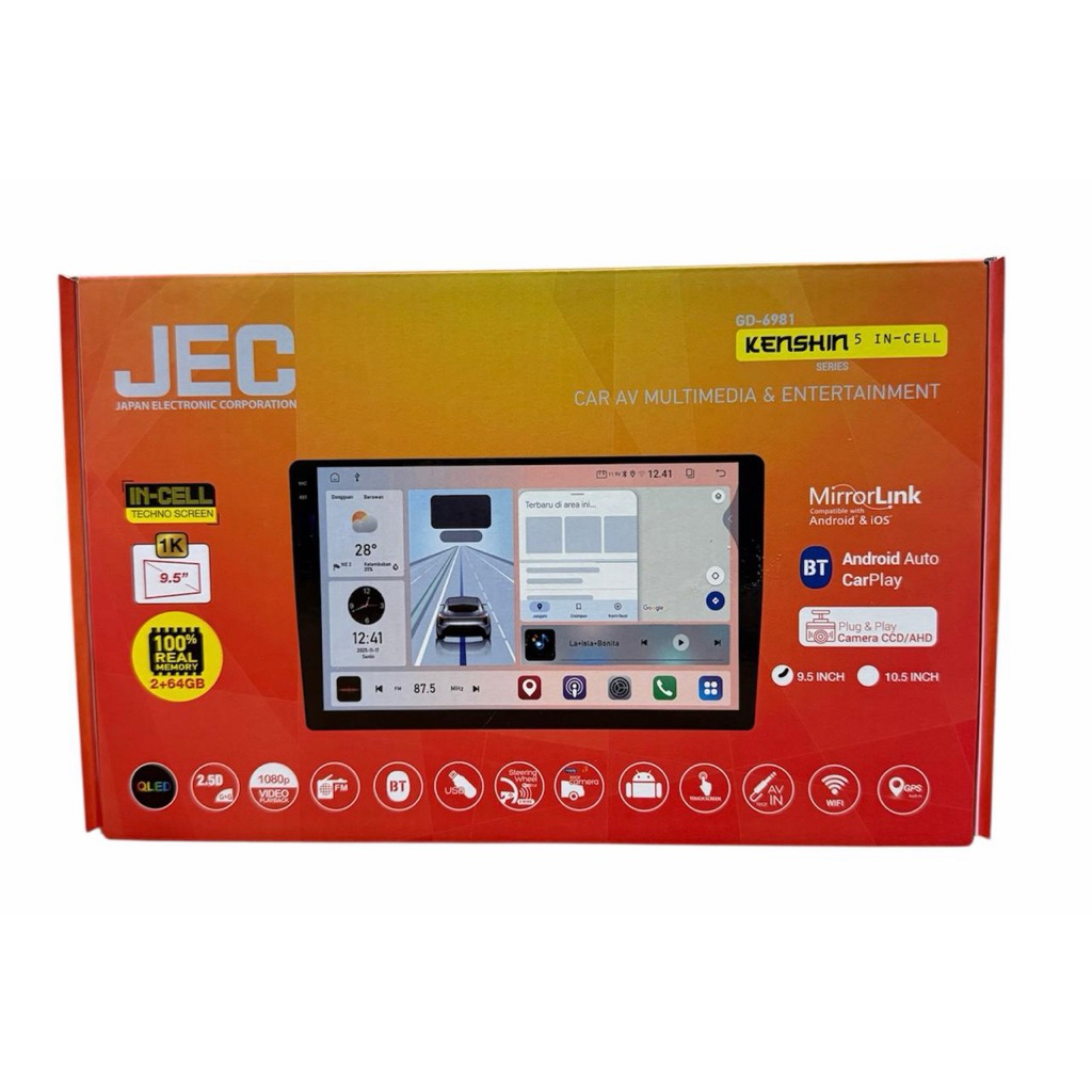 Headunit JEC Audiobank 2/64GB 9,5inch INCELL TV android mobil