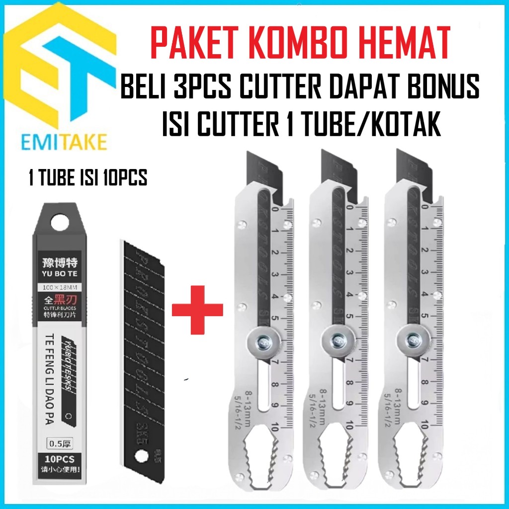 Jual Paket 3 Pcs Cutter Stainless Steel 9 in 1 Serbaguna + Bonus 1 Tube ...
