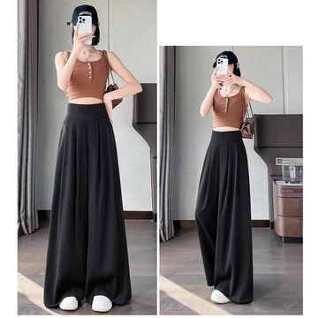 Celana Kulot Wanita Wide Leg Motif Garis Elegan Bahan Lembut Nyaman Desain Longgar Trendy OOTD