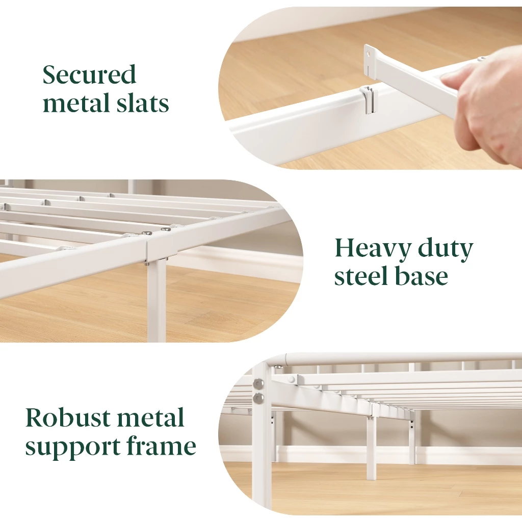 Review dipan Zinus Geraldine terpasang rapi di kamar tidur modern