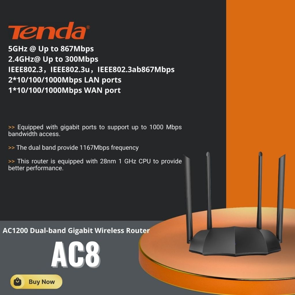 Jual TENDA AC8 SMART DUAL BAND GIGA WIFI ROUTER AC1200 | Shopee Indonesia