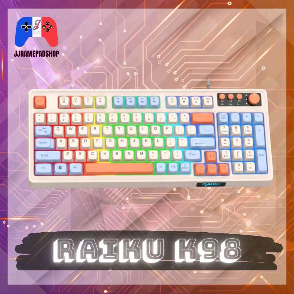Jual Raiku K98 Wired Mechanical Feel Gaming Keyboard - 3-Color Mixed ...