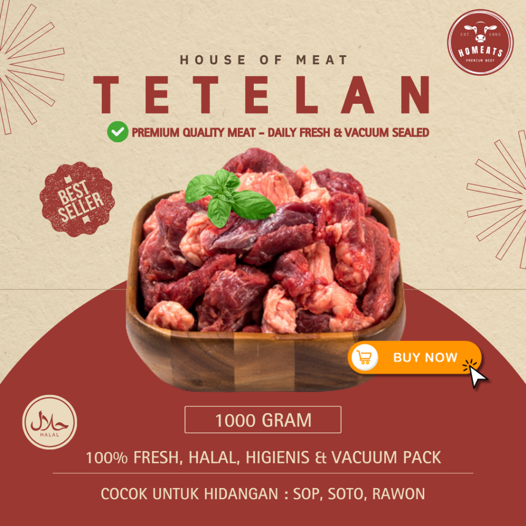 Jual Daging Tetelan Sapi Lokal Segar 1KG Premium | Halal, Higienis ...
