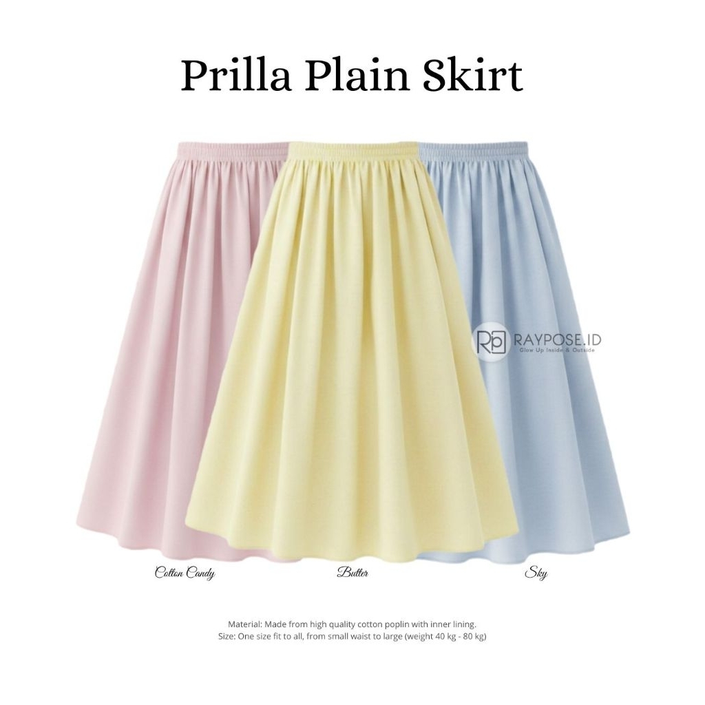 Jual Raypose.id - Rok Prilla Plain Skirt Polos Panjang Wanita Katun ...